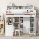 preview thumbnail 14 of 24, Twin Loft Bed with Wardrobe, Shelves, and Desk, Grey Wood White