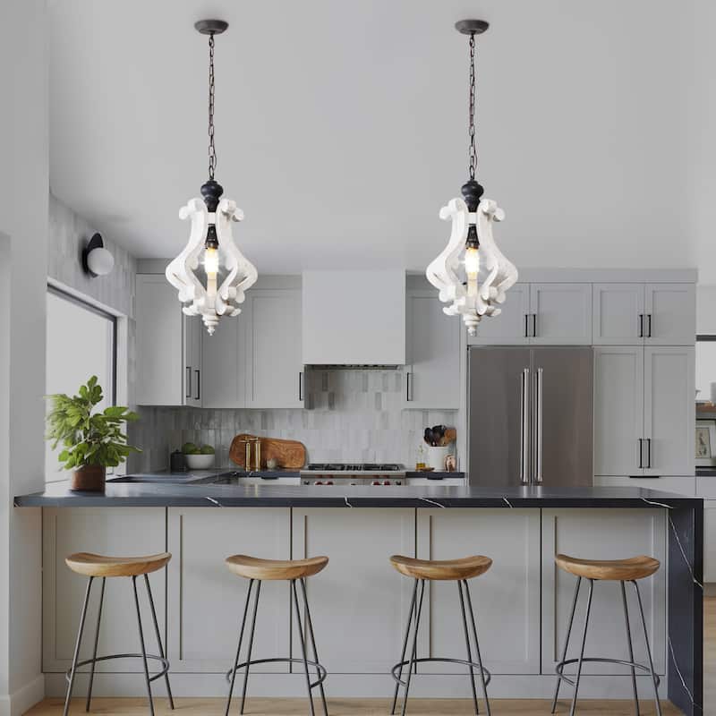 Oaks Aura Rustic Wood Pendant Light Kitchen Island Light, Farmhouse Hallway Chandelier, Dining Pendant Light