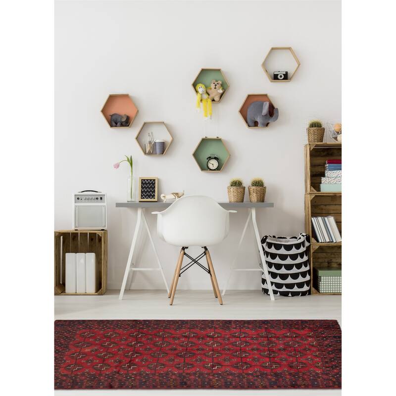 ECARPETGALLERY Hand-knotted Teimani Red Wool Rug - 3'7 x 6'2