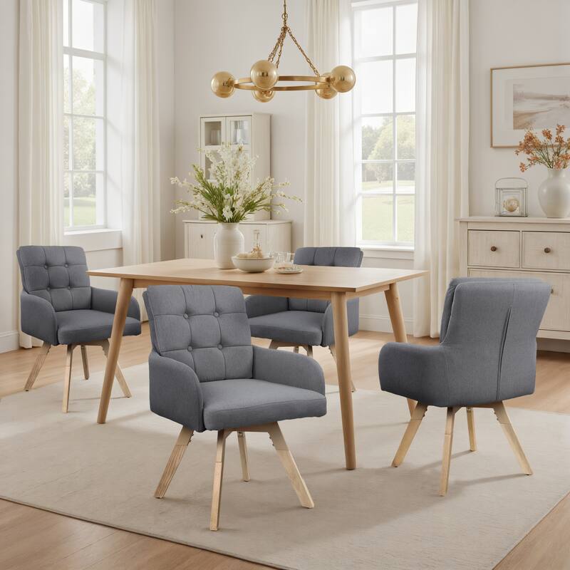 Art Leon Upholstered Dining Swivel Armchair with Tufted Back