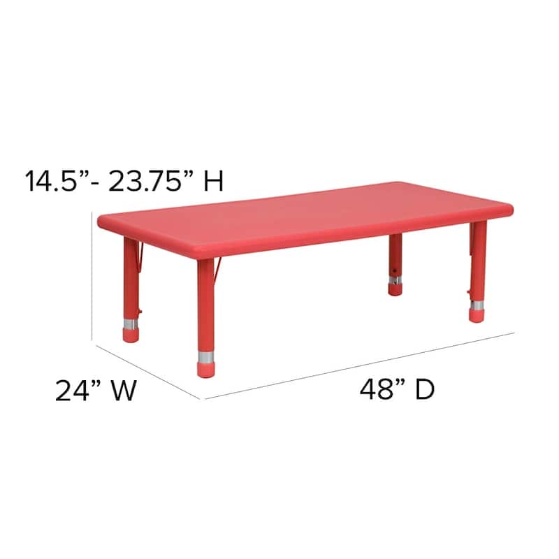 24"W x 48"L Rectangle Plastic Adjustable Activity Table Set - 4 or 6 Chairs