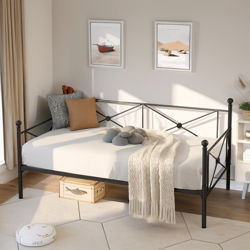 Javlergo Metal Daybed Frame Twin Size Sofa Bed with Steel Slats for Living Room Guest Room