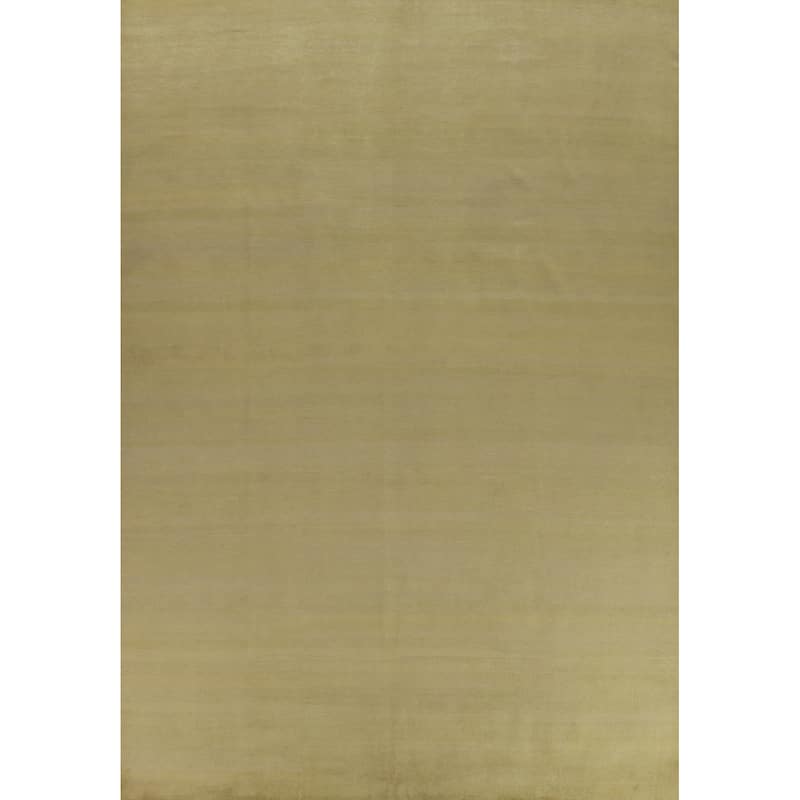 Hand Knotted Oriental 100% Wool Carpet Modern Solid Green Gabbeh Area Rug - 12' 9'' X 9' 10''