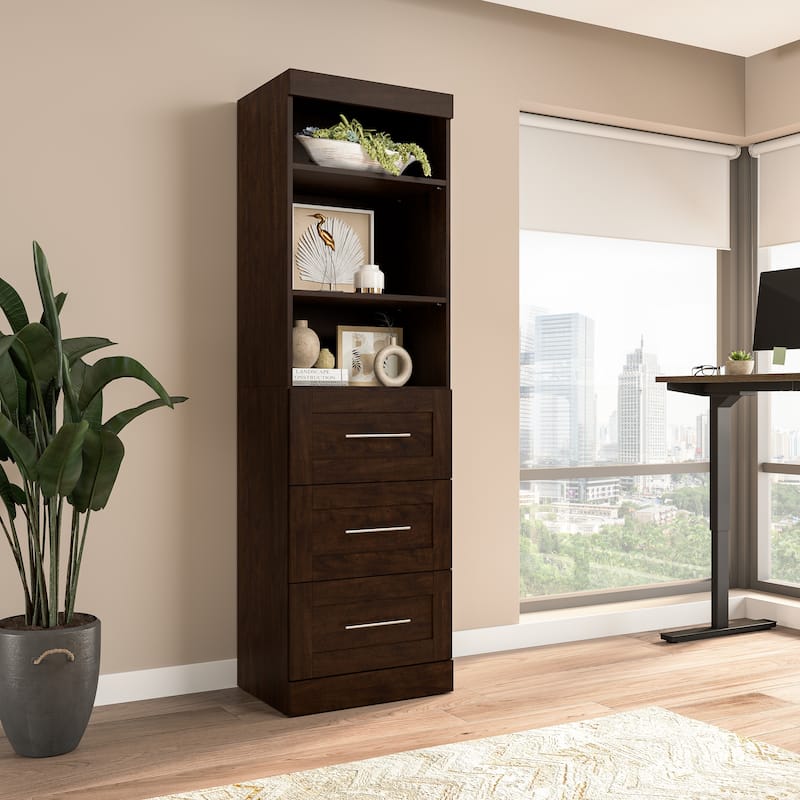 Pur 25W Closet Organizer with Drawers by Bestar - Chocolate