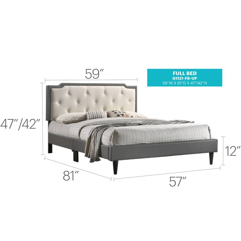 Modern Light Grey Tufted Full Bed with Adjustable Height - Easy Assembly & Spacious Design