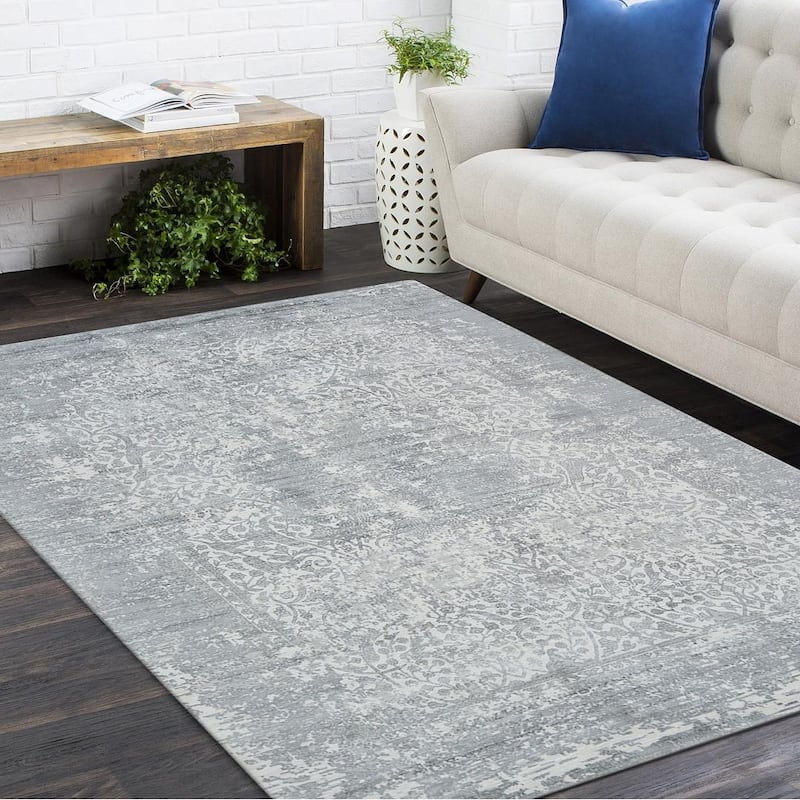 Overton Handmade Modern Contemporary Floral Area Rug - 8' x 10' - Gray