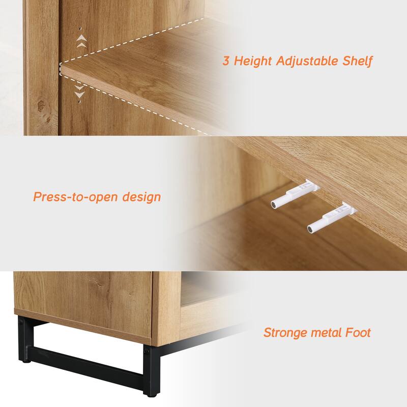 WAMPAT 3 in 1 Modern Sideboard with Glass Doors and 3 Drawers, Coffee Bar Cabinet for Kitchen