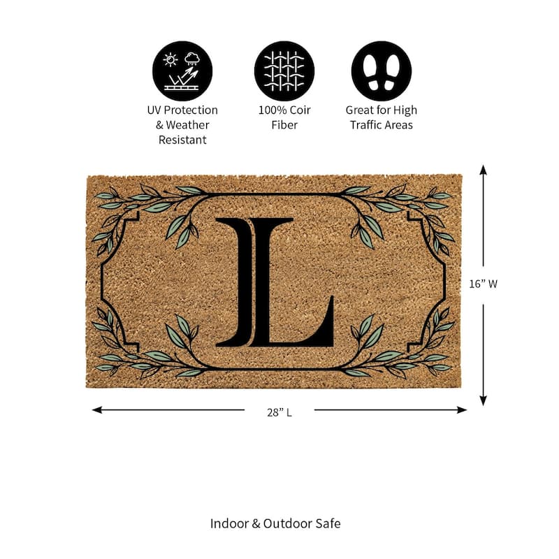 28 in. x 16 in. Monogram Coir Mat, Letter "L"