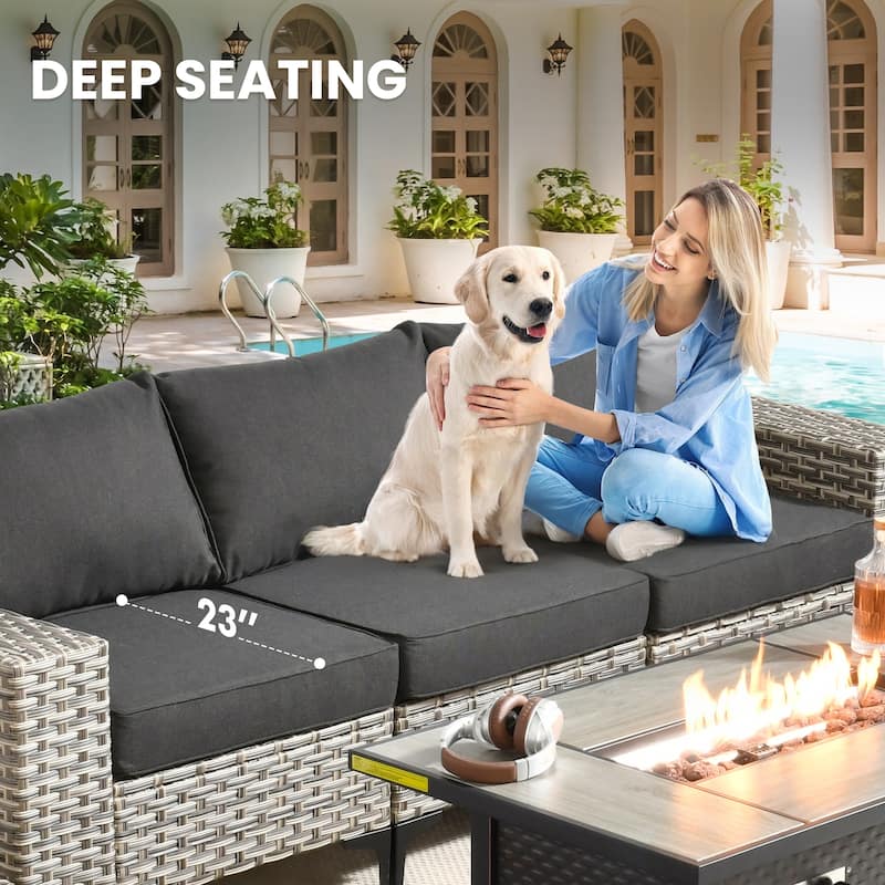 XIZZI Outdoor Patio Furniture Sectional Set with Swivel Chairs