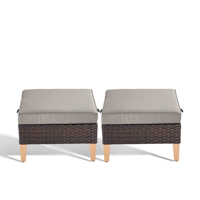 Patio Ottoman PE Wicker Ottoman Set
