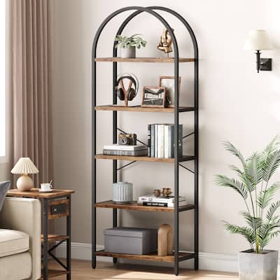 5 Tier Bookshelf, Bookcase with Metal Frame