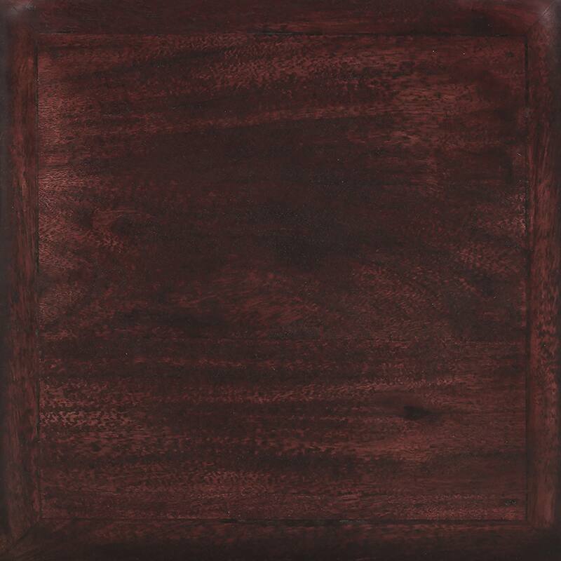 Zyra 18" Side End Table | Sculptural Stacked Design | Dark Cherry Brown Acacia Wood