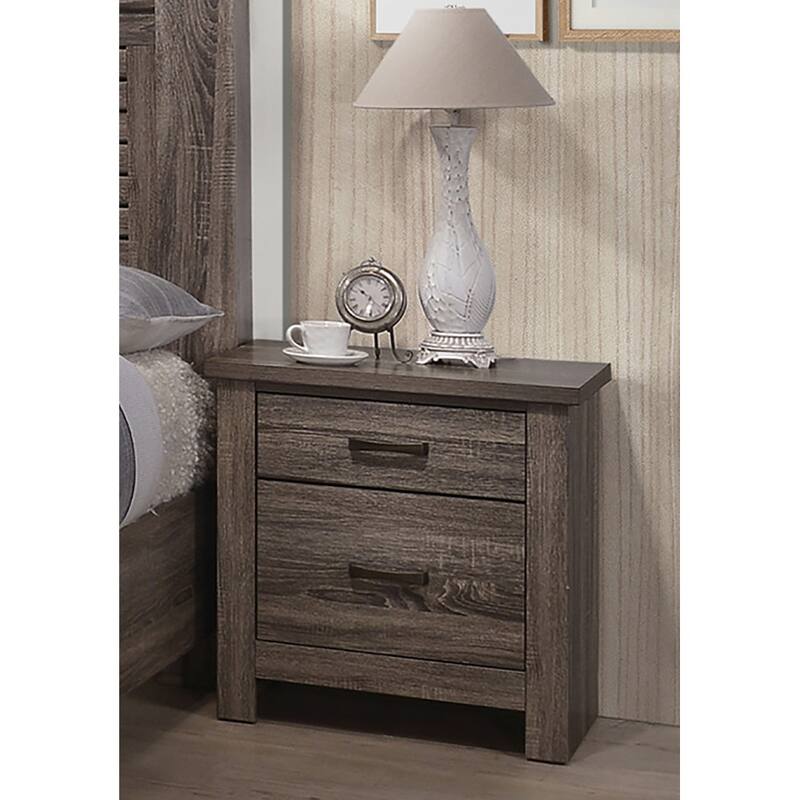Wooden 2 Drawers Nightstand in