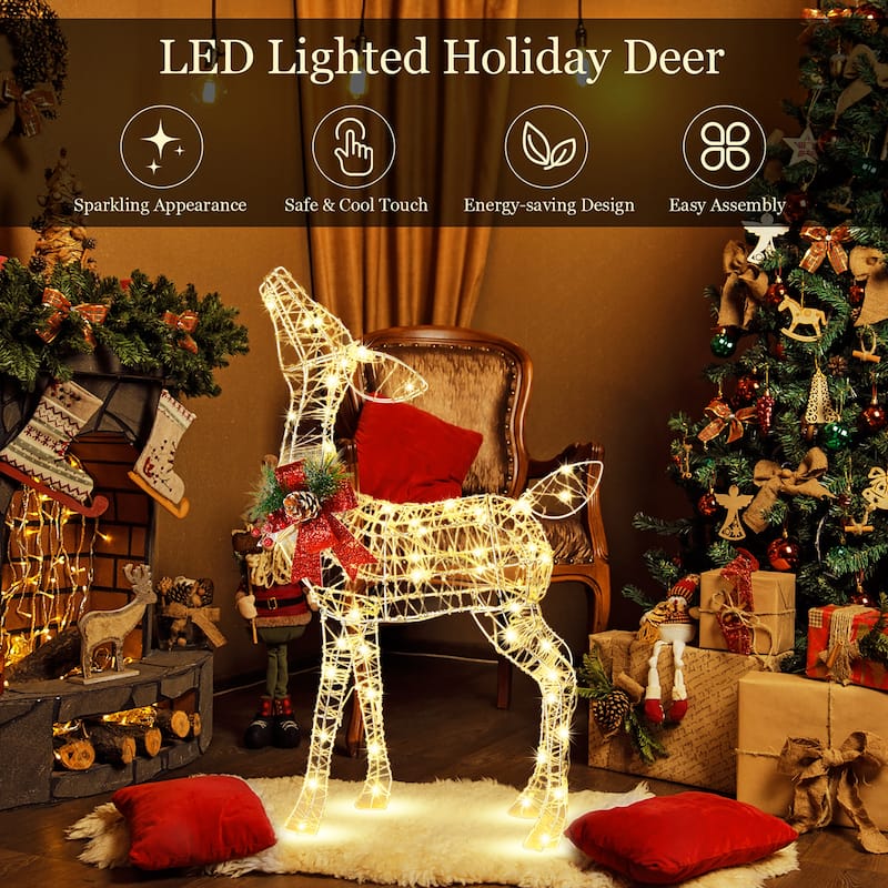 Lighted Christmas Reindeer Outdoor Christmas Decorations W LED Lights