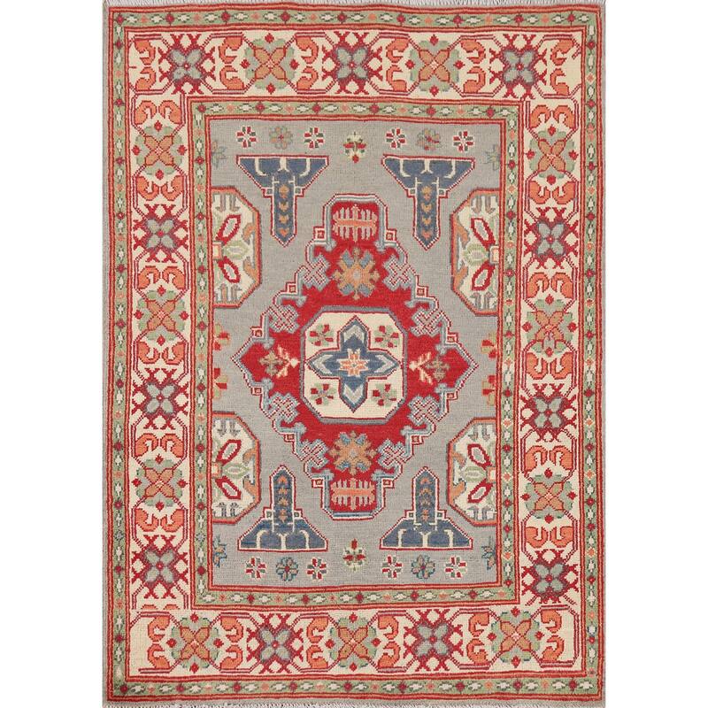 Kazak Foyer Rug Handmade Home Decor Wool Carpet - 3'5" x 4'9"