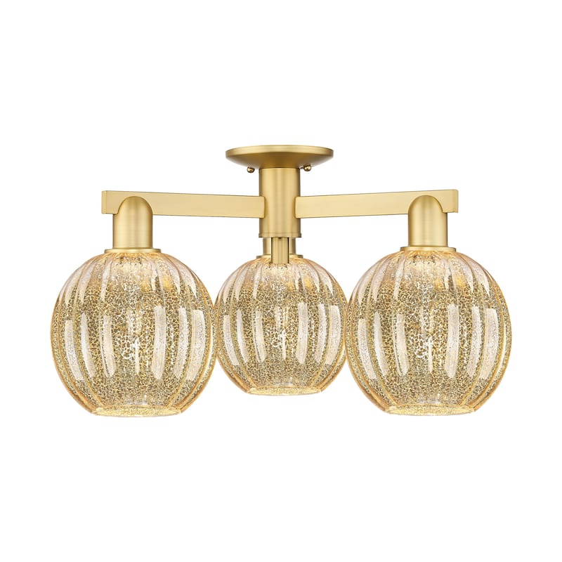 Innovations Lighting 716-3F-12-25 Preston Semi-Flush Preston 3 Light - Satin Gold / Mercury
