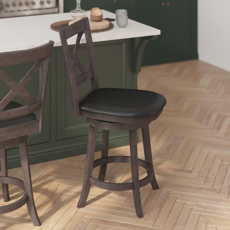 Commercial Wooden Swivel Upholstered Counter Stool