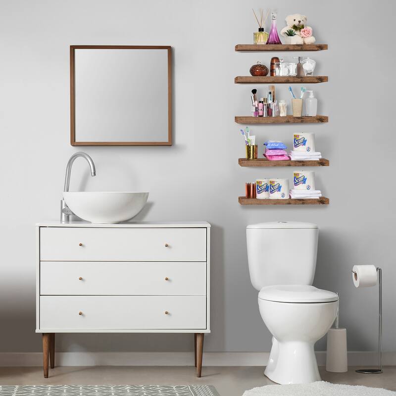 Sorbus Floating Shelves, Wall Mounted for Home Decor, 16.25 in. W x 5.5 in. D MDF Wood Decorative Wall Shelf (Set of 5)