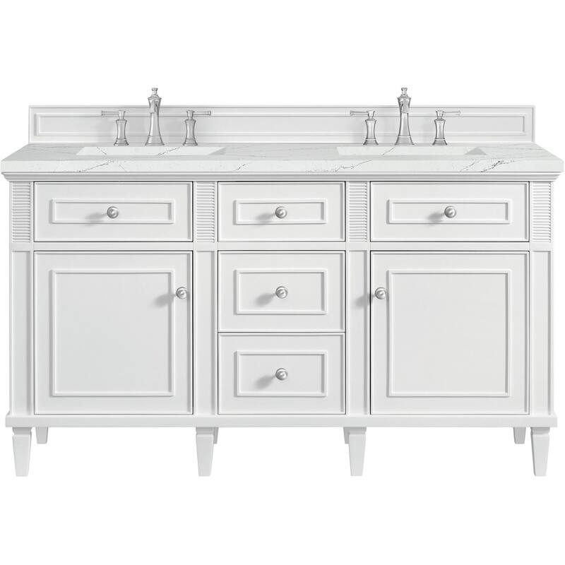 James Martin Vanities 424-V60D-FENC Lorelai 60" Free Standing Double - Bright White