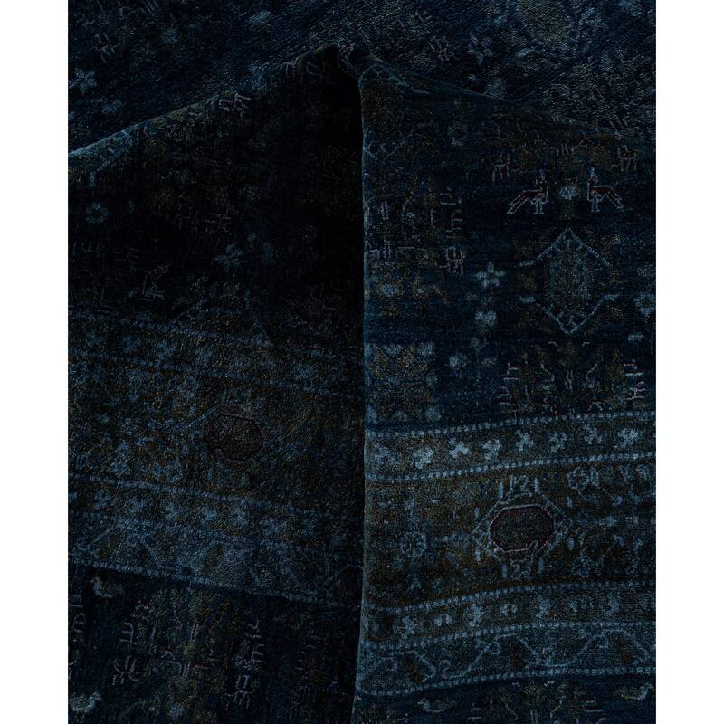 Overdyed One-of-a-Kind Hand-Knotted Area Rug - Black - 10' 0" x 14' 2"