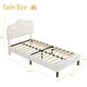 preview thumbnail 2 of 13, Twin Upholstered Smart LED Bed Frame with Adjustable Hills Headboard, Storage Drawer (White with Drawer)