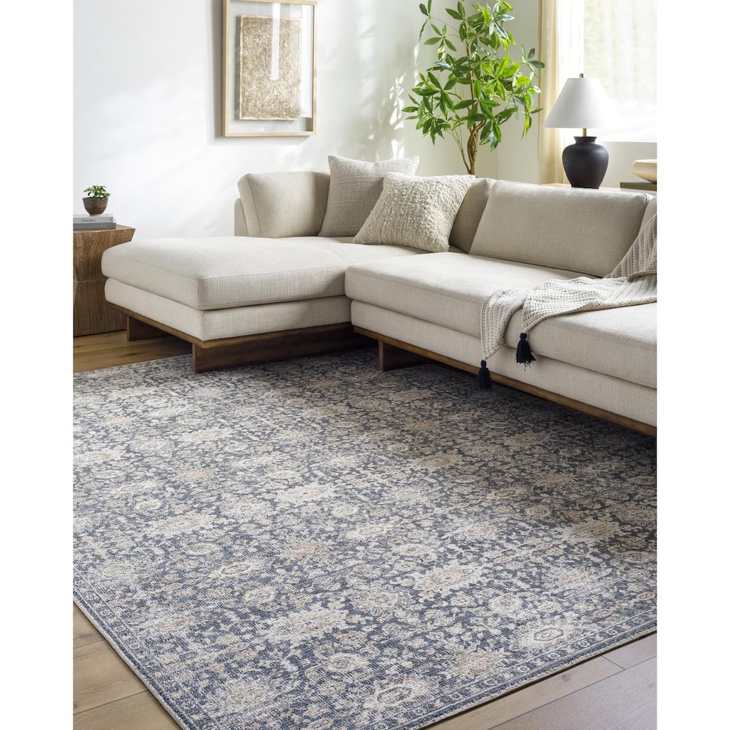 Iman Traditional Floral & Botanical Fringed Area Rug