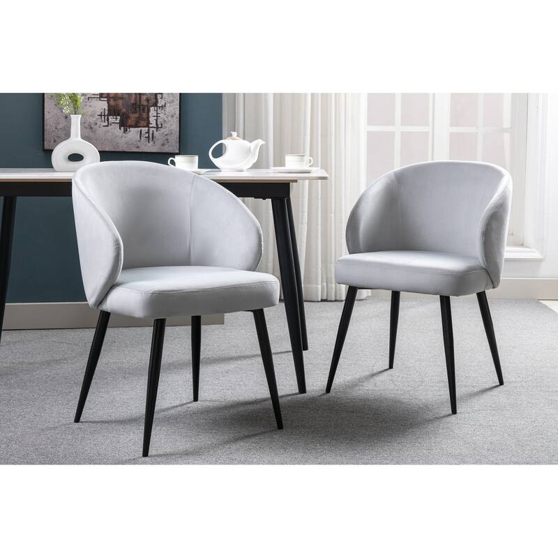 Porthos Home Abel Dining Chairs Armchairs Set of 2, Velvet, Steel Legs