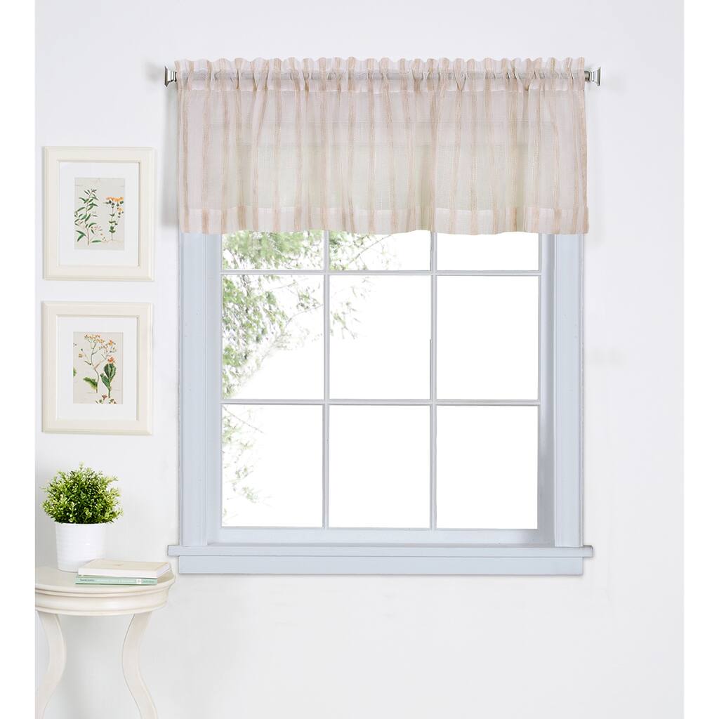 Elrene Linen Stripe Kitchen Curtain Window Valance - 60" w x 15" l