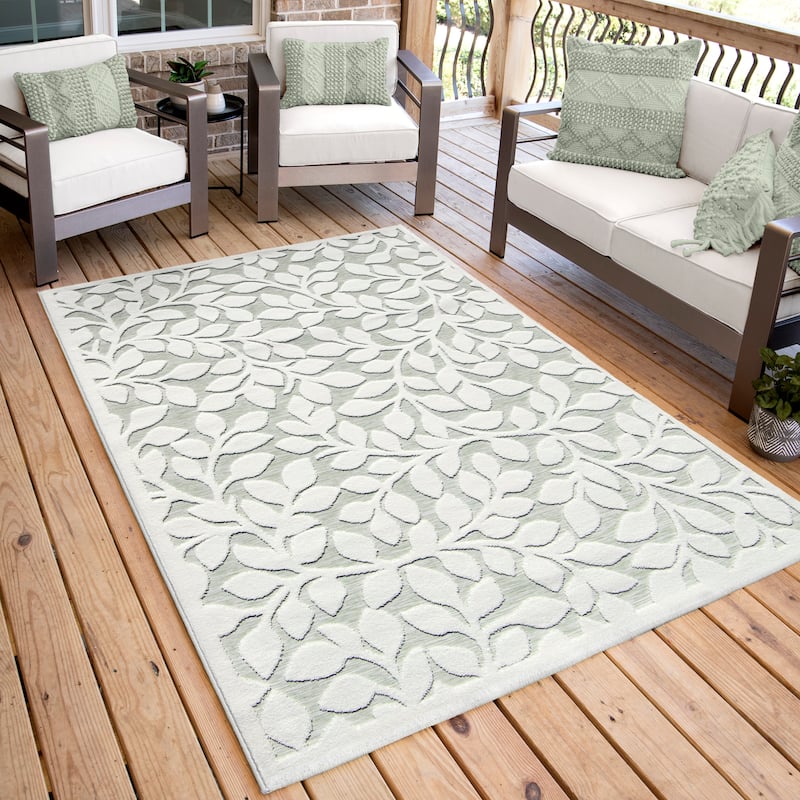 Orian Rugs Autumn Lane High Low Subtle Botanical Indoor Outdoor Rug - 9'x13' - Off-White