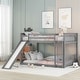 preview thumbnail 4 of 15, Grey Full over Full Wood Bunk Bed with Slide and Ladder for Kids, Boys and Girls