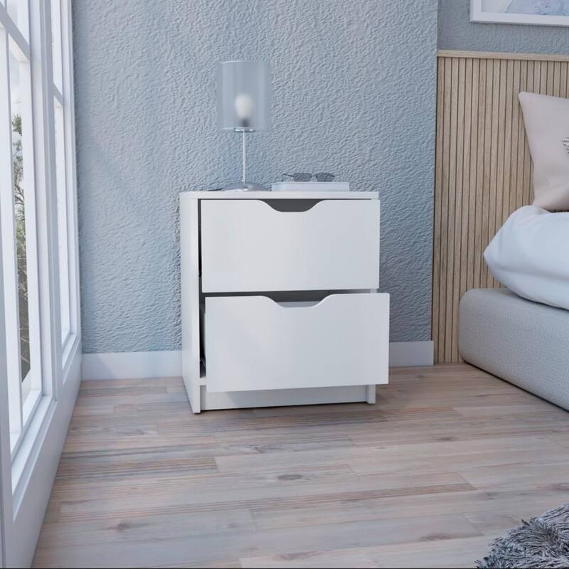 2-Drawer Nightstand with Pull-Out System, Compact Side Table for Bedroom or Living Room