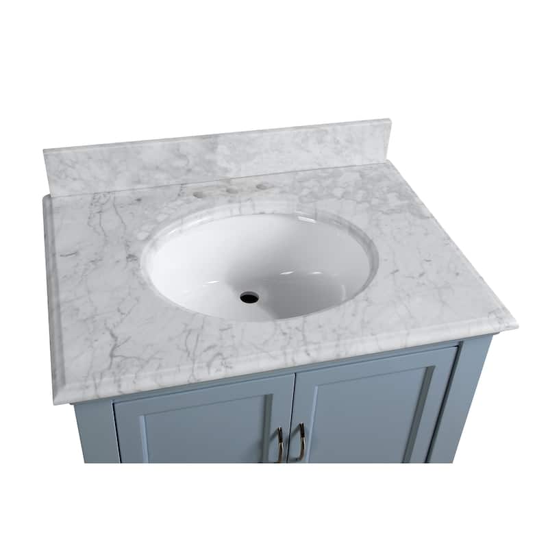 KitchenBathCollection Beverly 30" BathroomVanity w/ Carrara Marble Top