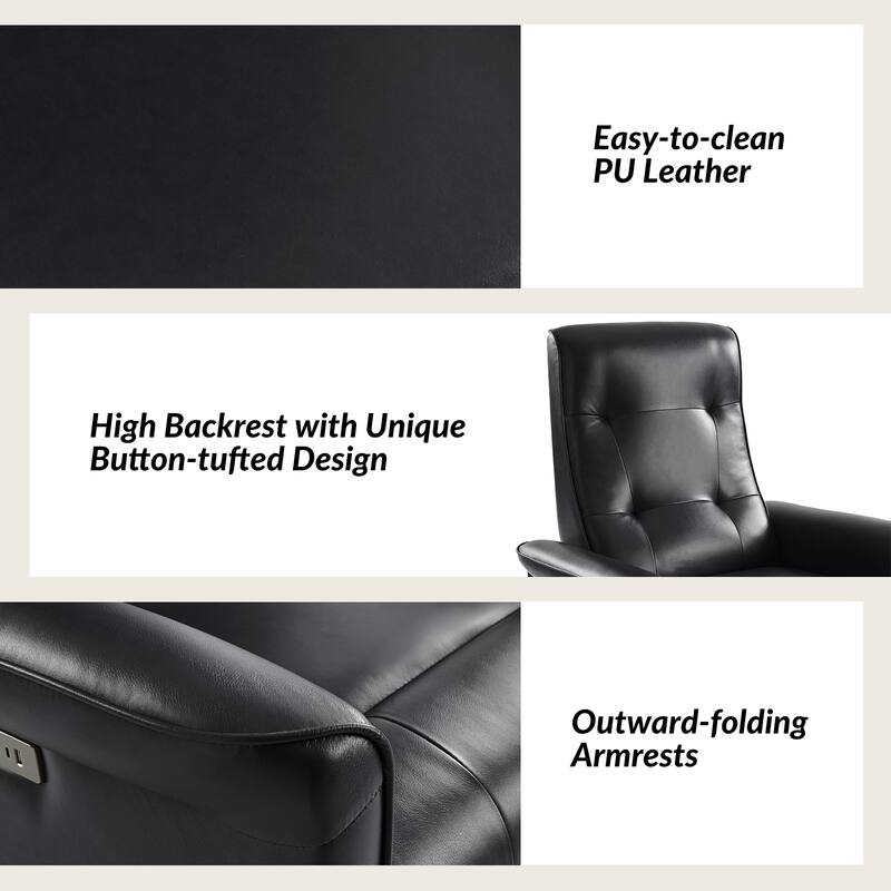 Valentin Modern Faux Leather Swivel Power Recliner with USB Ports Set of 2 by HULALA HOME