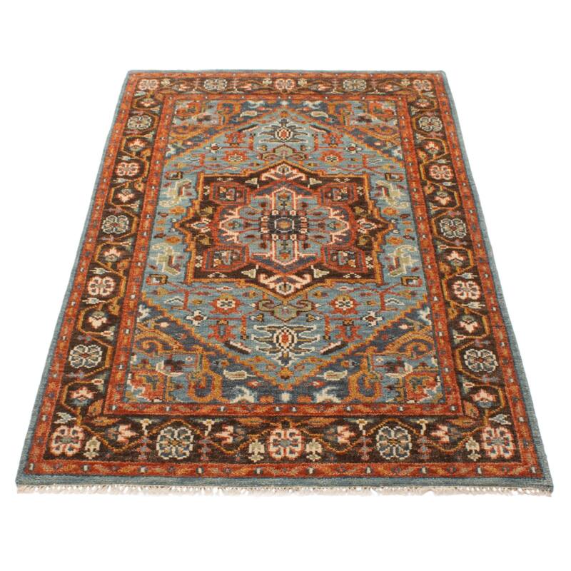 ECARPETGALLERY Hand-knotted Jules Serapi Light Blue Wool Rug - 5'2 x 8'2