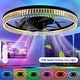 preview thumbnail 1 of 20, 19" RGB Flush Mount Ceiling Fan with Remote, Bladeless Crystal Design, 6-Speed DC Motor, Dimmable LED for Bedroom & Living Room Black