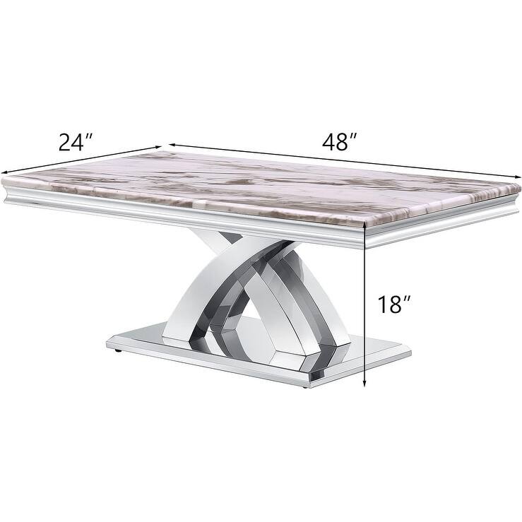 Modern Coffee Table 48‘’ Rectangular Coffee Table with X Base Pedestal Coffee Tables for Living Room