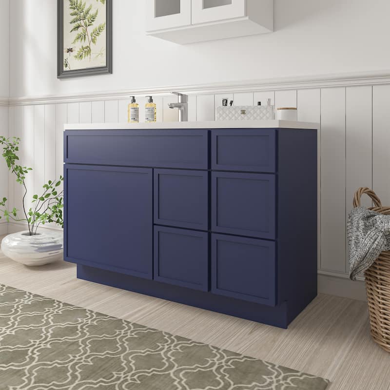 Vanity Art 48" Birch Freestanding Bathroom Vanity Cabinet without Top
