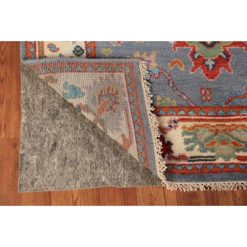 Blue Oushak Oriental Rug Transitional Handmade Wool Carpet - 4'1"x 5'11"
