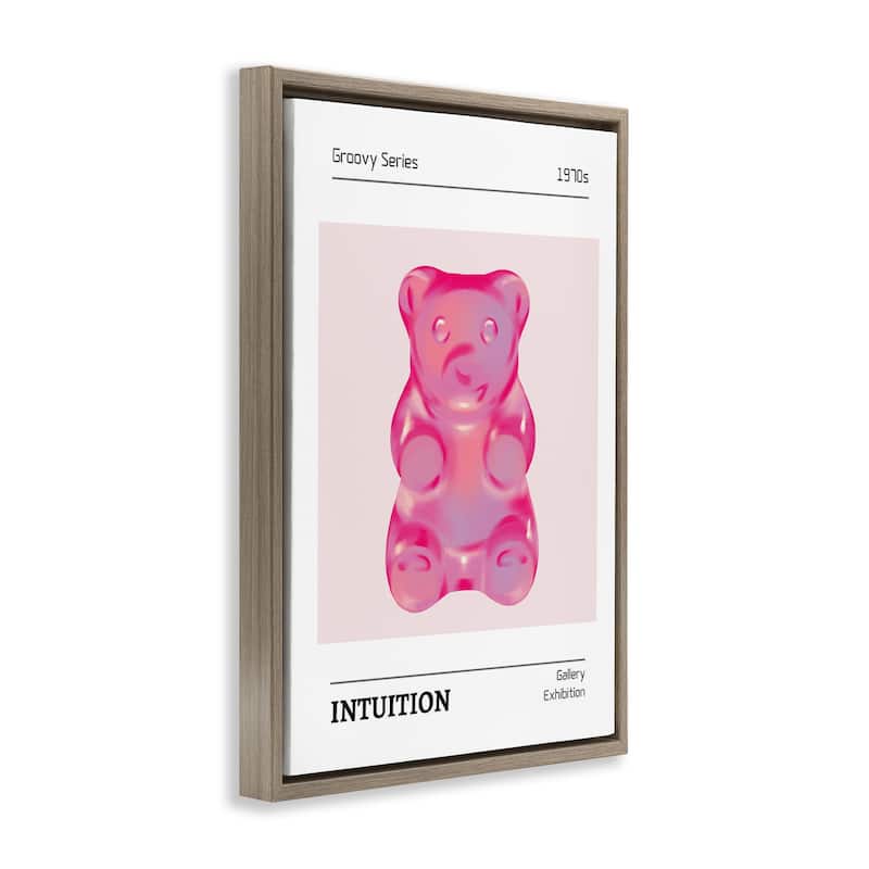 Stupell Intuition Phrase Candy Bear Framed Floater Canvas Wall Art Design By LSR Design Studio