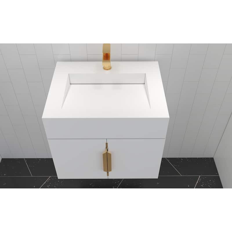 Nile 24-Inch Wall Mounted Bathroom Vanity Set w/ White Top
