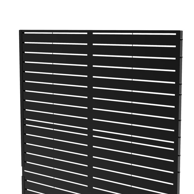 Outdoor 75'' x 47'' Metal Privacy Screen Fence Panel Line Pattern