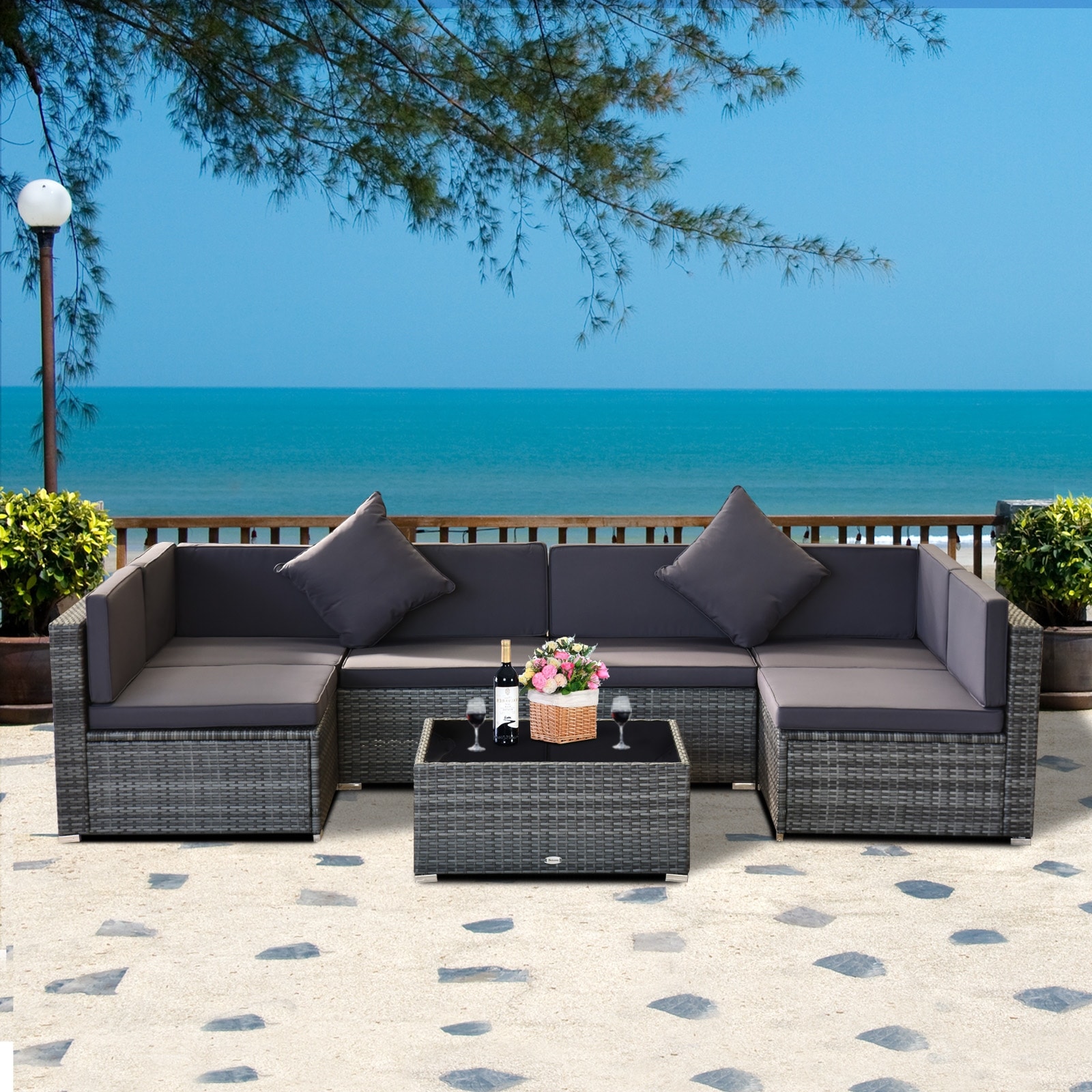 Siara 7 Piece Rattan Wicker Sectional Patio Set By Havenside Home Overstock 27619016