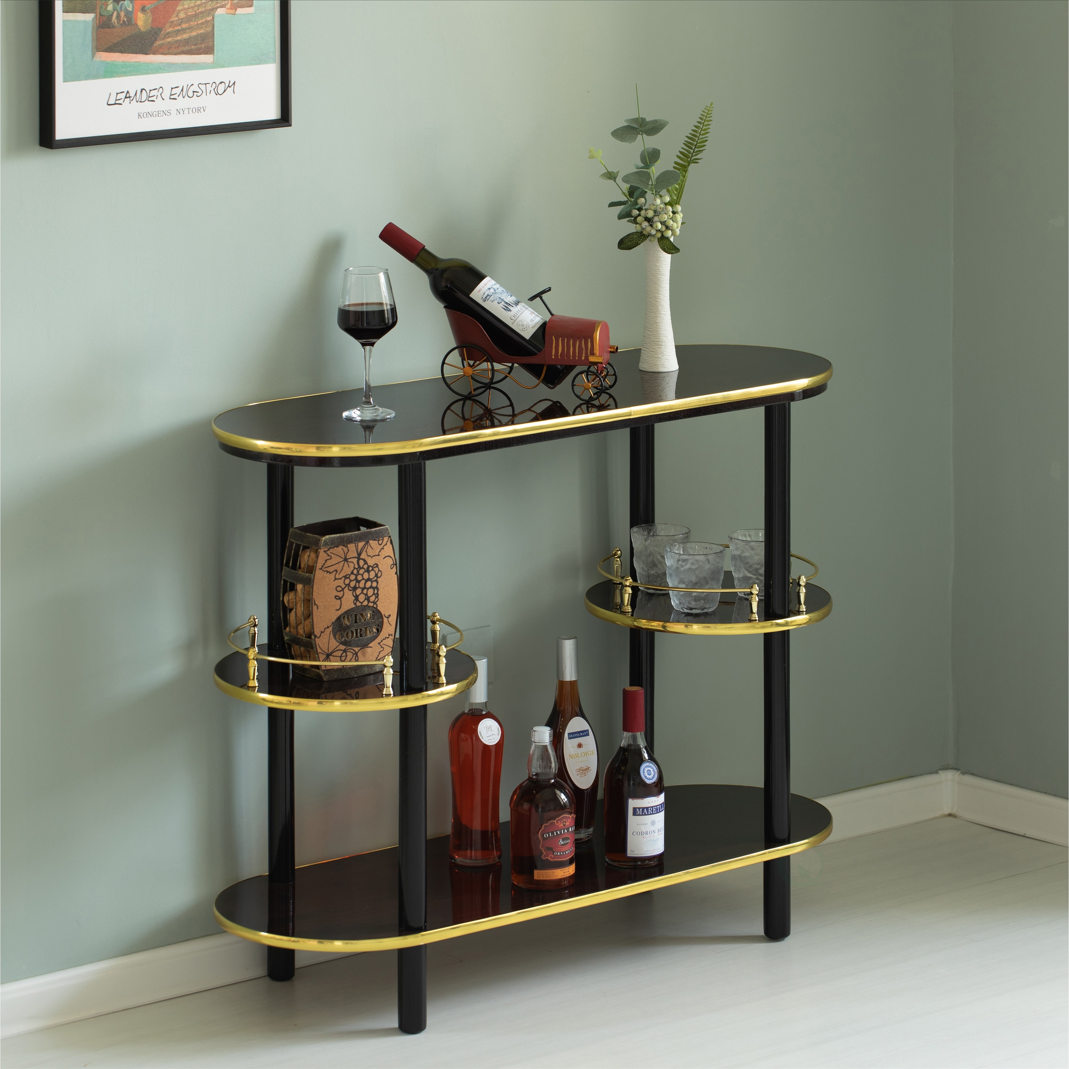 Sunnydaze Lavina Wine Cabinet with Glass and Bottle Storage Shelves