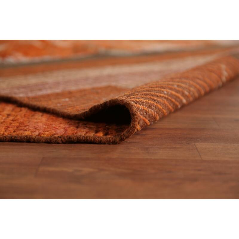Orange Moroccan Oriental Large Rug Hand-Knotted Wool Carpet - 10'2" x 13'10"