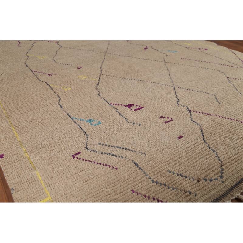 Abstract Moroccan Area Rug Hand-Knotted Wool Carpet - 6'0"x 9'10"