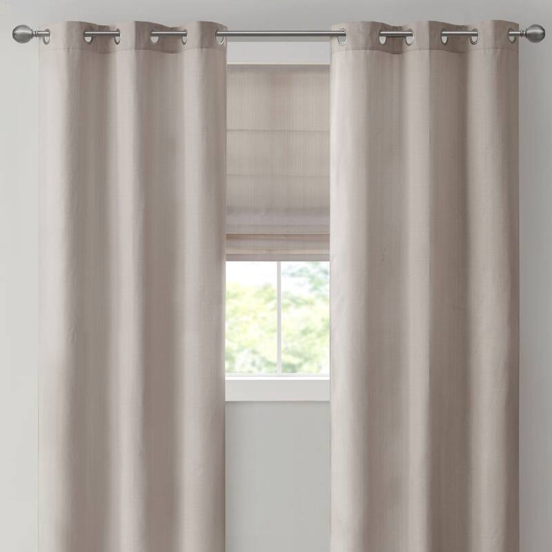 Basketweave Room Darkening Curtain Panel Pair(2 Pcs Window Panels) - Taupe