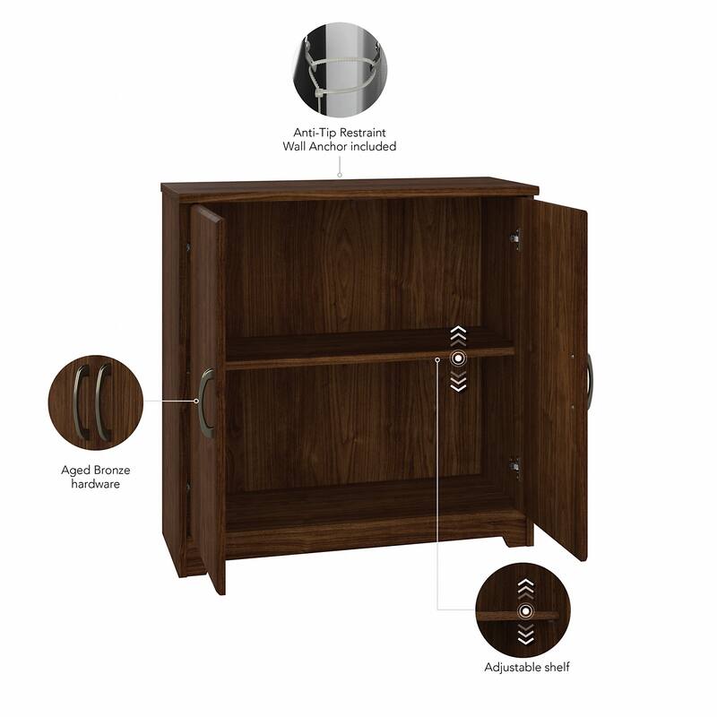 Cabot Small Bathroom Storage Cabinet with Doors by Bush Furniture