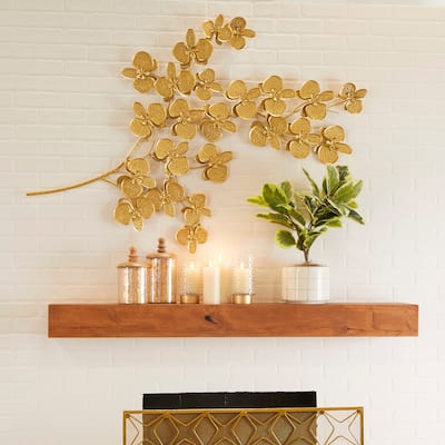 CosmoLiving by Cosmopolitan Metallic Bloom Orchid Floral Wall Decor with Stem - Gold or Black