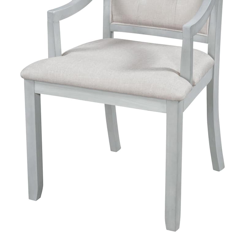 42" Extendable Round Dining Table and 4 Upholostered Chairs, 5-Piece Set