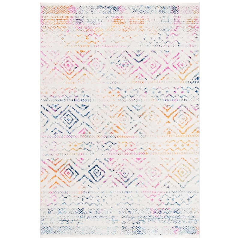SAFAVIEH Tulum Vassilia Moroccan Boho Distressed Rug - 2' x 5' - Ivory/Fuchsia